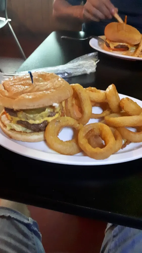 Onian Rings and Double Cheeseburger